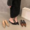 French Kitten And Leopard Print High Heels Bag Head Half Slippers Women'S Shoes Wear Spring And Autumn Suede Half Single Shoes