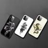 Snake And Flower Phone Case For IPhone 14 13 12 11 XS X 8 7 6 Plus Mini Pro Max SE 2022 Black PC TPU Glass Phone Cover