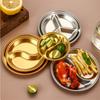 Stainless Steel Korean Sauce Dish Round Seasoning Serving Tray Soy Sauce Spice Condiment Dipping Plate Hotpot Barbecue Tableware