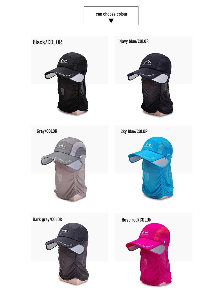 Detachable Neck Protector Sunscreen Baseball Cap with Telescopic Brim for Men & Women