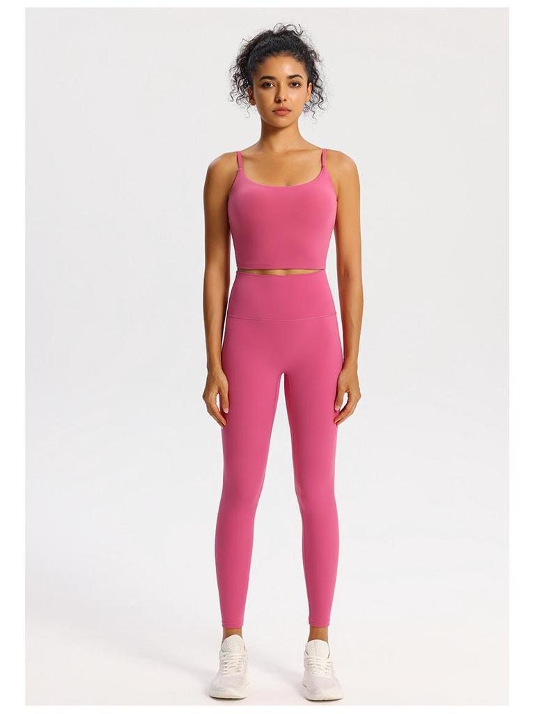 Nude Feel Women's Sports Bra with Pads - Summer Workout Camisole Vest with Beautiful Back Design