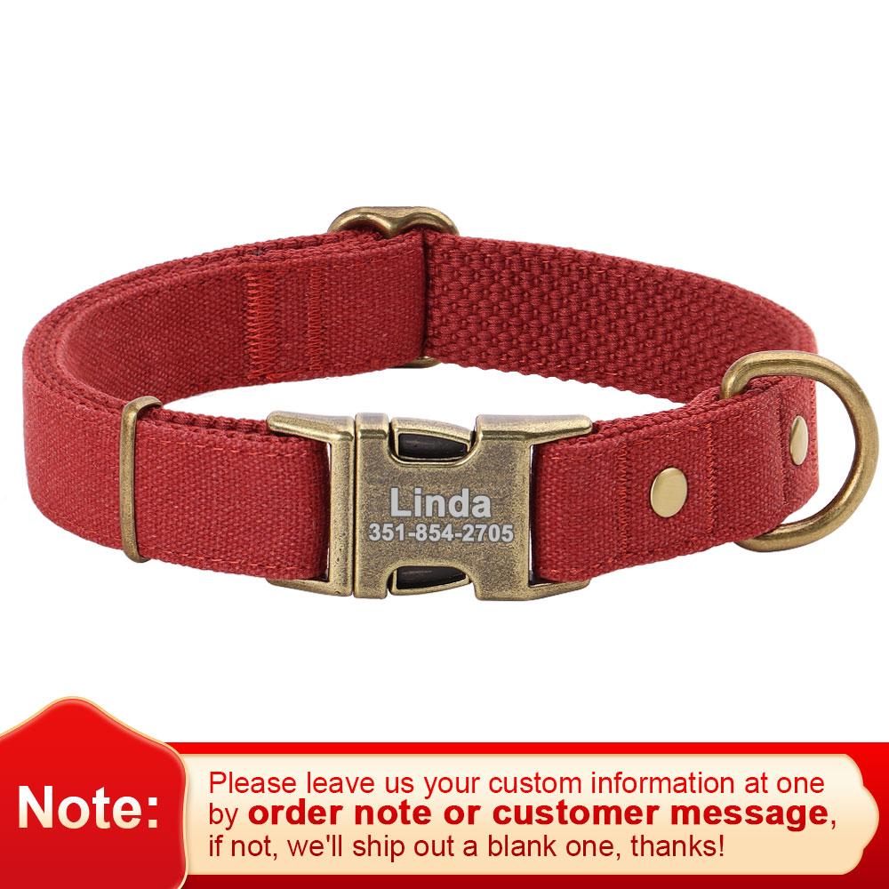 Customized Nylon Dog Collar Personalized Dogs ID Tag Collars Pet Necklace With Metal Buckle for Small Large Dogs Pitbull Buldog