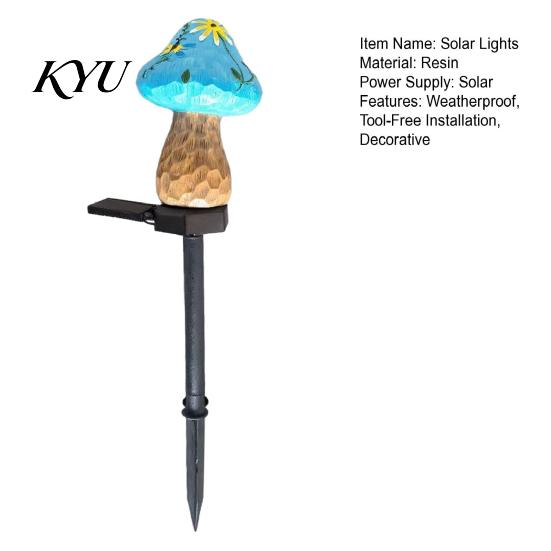 Warm LED Garden Decoration Solar Mushroom Stake Light, Resin Fairy Lamp with Tale Forest Decor Glow, Waterproof Outdoor Yard for Lawn Patio