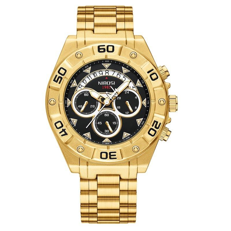 Men'S Watch, Multi-Function Three-Eye Six-Pin, Mineral Glass Mirror Quartz Watch