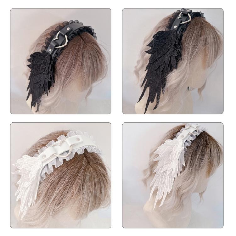  Angel Wing Hairband Cosplay Headband Women Anime Lace Hairhoop Party Supply Role Play Dress Up 2000s Girl Headpiece