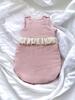 Insulated muslin sleeping bag for babies (powder pink with ruffles)