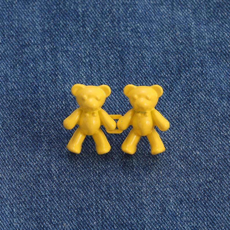 2Pcs Bear-shaped Waistband Alteration Pin for Jeans, Clip, and Waist-cinching Buttons; Women's Brooch for Adjusting and Tightening Large Waistbands
