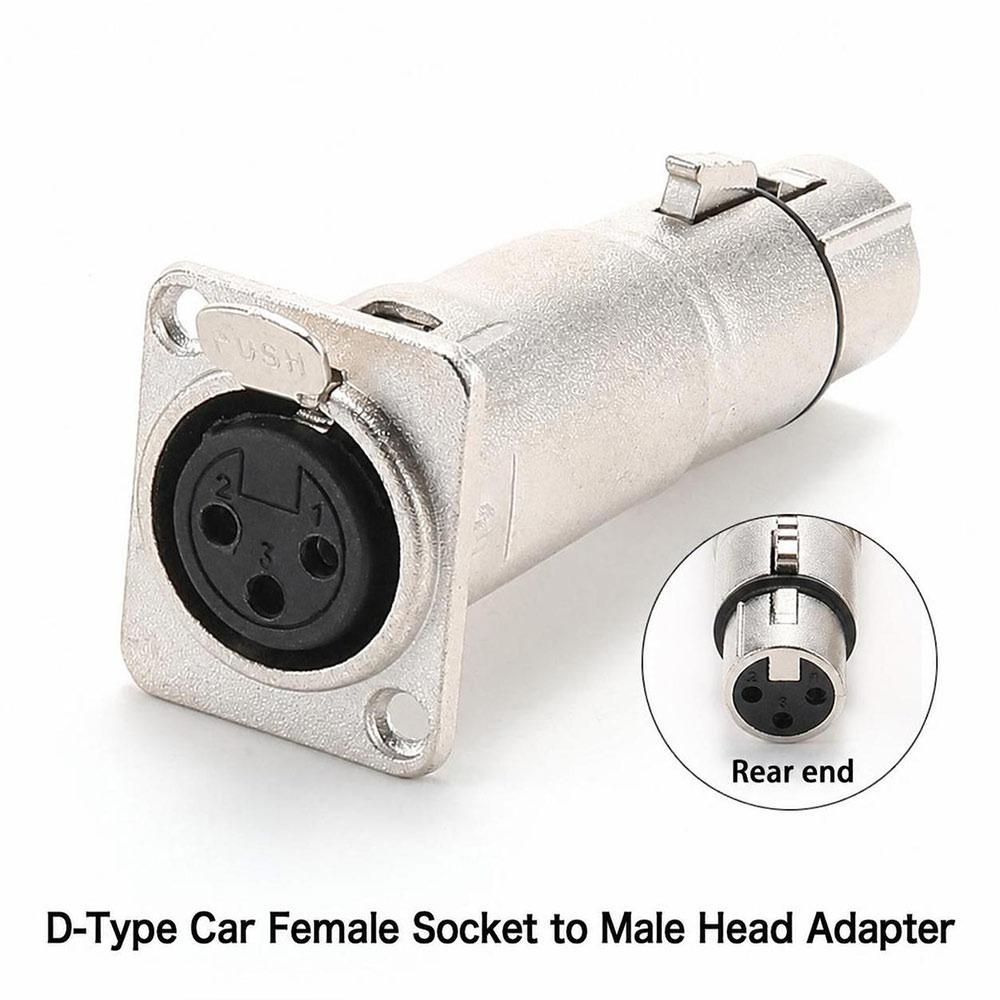 1Pcs D-Type 3Pin XLR Connector Metal Pass Through XLR Jack for Speaker System Installation