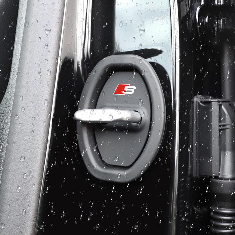 4ks Kryt zámku dveří auta s LOGEM Audi Silikonový chránič Auto příslušenství Pro Audi Q1 Q4 Q5 Q6 Q7 Q8 RS4 S6 B8 Quattro TT Ozdobte A1 A2 A3 A4 A5 A6 A7 A8