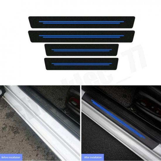 4x Leather Car Door Plate Sill Scuff Cover Anti Scratch Decal Sticker Protector