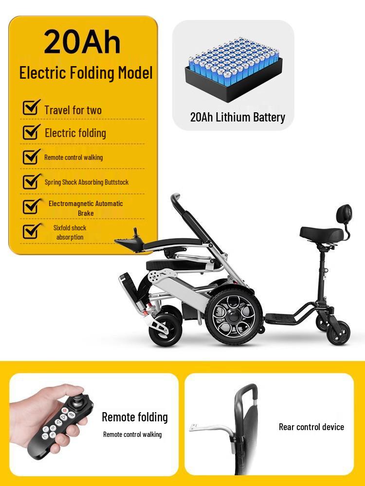 Guardian Electric Wheelchair: Double Smart Folding Mobility Scooter for Disabled & Elderly