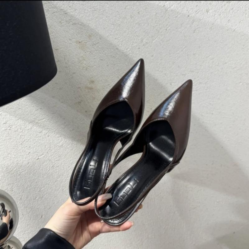 Mode Damen Sandalen mit hohen Absätzen 2025 Sommer Spitzschuh Schlicht Uni Designer Party Stilettos Elegant Riemchen hinten Büro Damen Schuhe