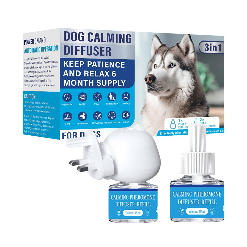 Pet Calming Diffuser, 3 In1 Pet Pheromones, Relaxing Pheromones For Pet Relief Stress Anxiety Reduce Aggression Barking, 1 Diffuser 2 Refill(48ml*2)