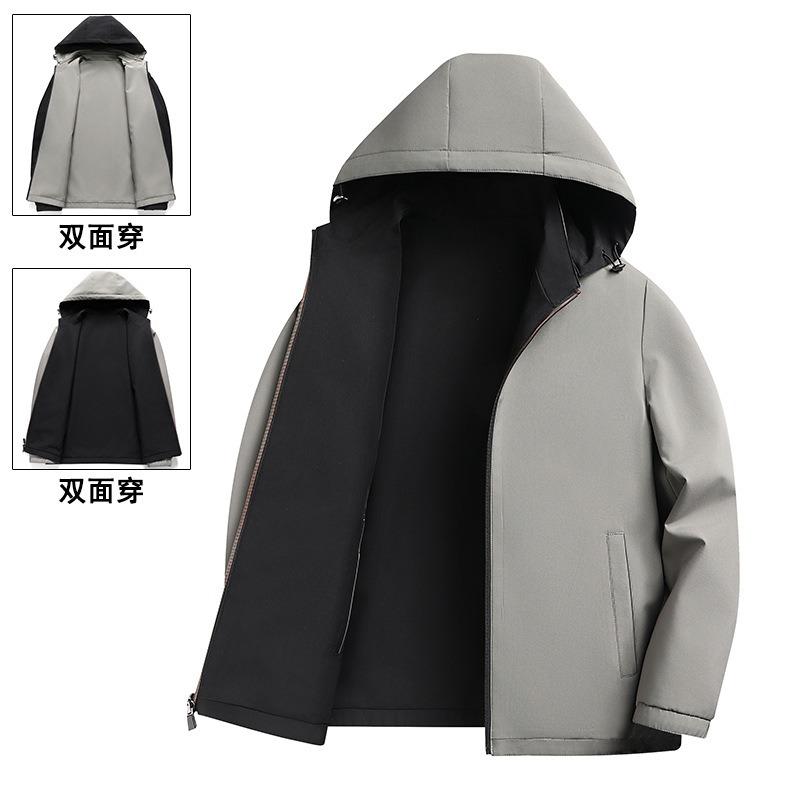 New Double-sided Jacket Men's Spring and Autumn Business Jacket Medium and Old Casual Top Can Take Off Hats