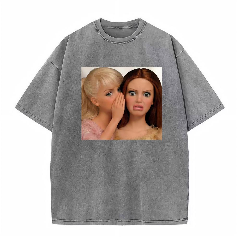 Meme Festa Bambole Grafica Meme Magliette Unisex Donna Manica Corta Gotico High Street T-shirt Cotone Lavato Vintage Larga T-shirt