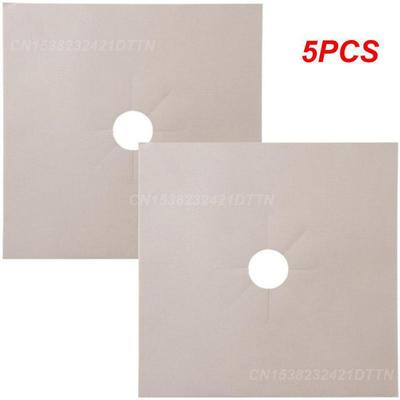 5PCS Gas Stove Cleaning Protection Pad Easy To Clean Washable Black Kitchen Tools Oil-resistant Gas Stove Mat Don't Paste Silver