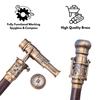 Engraved Brass Walking Cane with Telescope Compass Steampunk Dollond London 1920 Replica Victorian Handmade Cane, Perfect for Gift