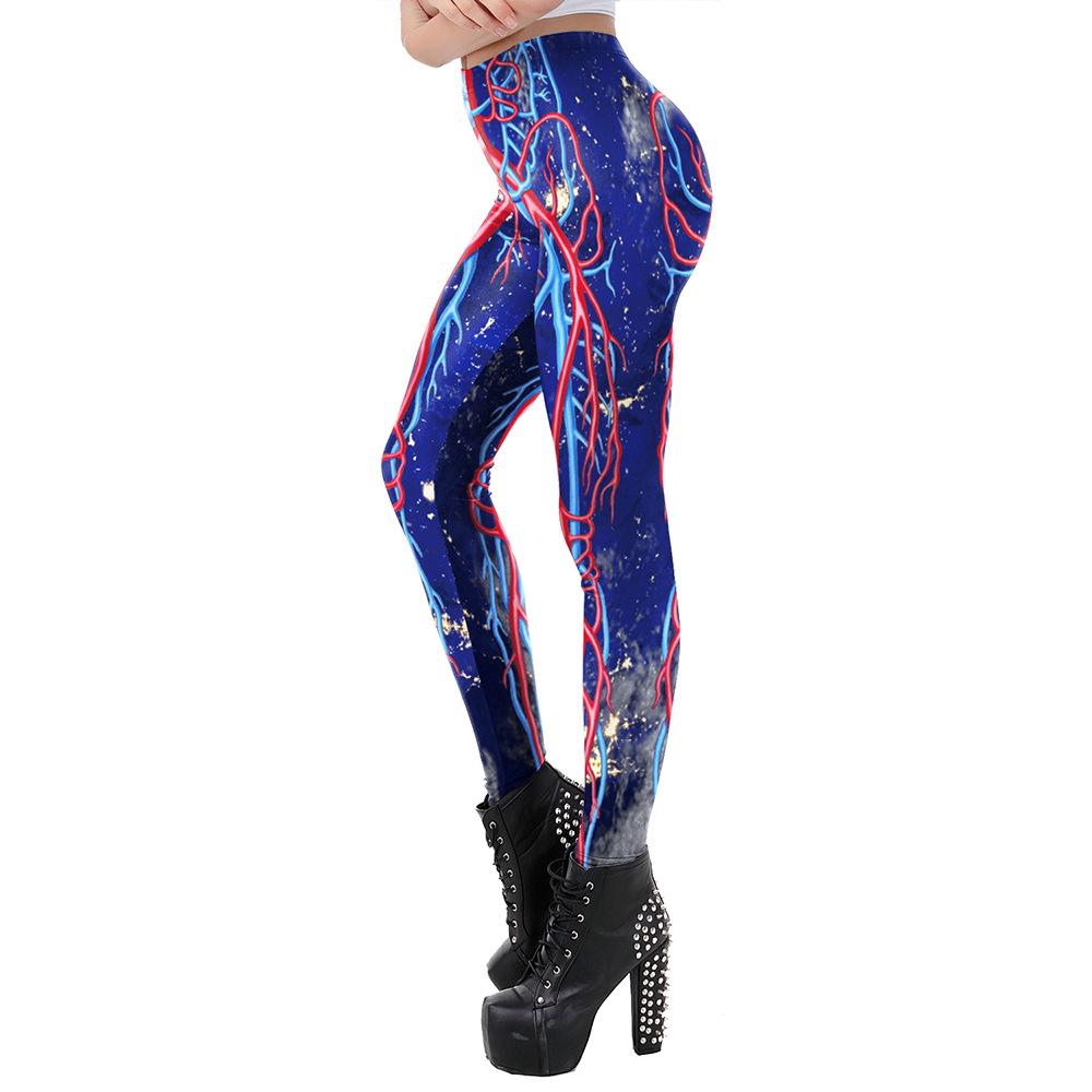 

Новые леггинсы для Хэллоуина, с принтом сосудистой системы человека, женские леггинсы 0 S