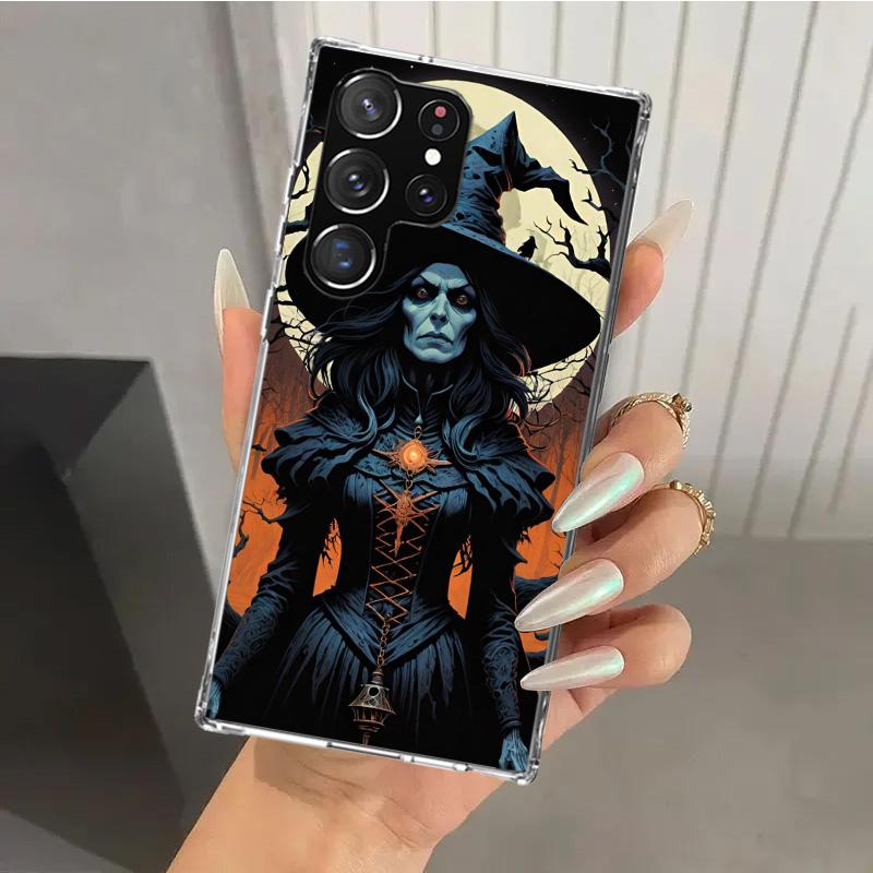 Halloween Moon Witch Horror Phone Case for Samsung Galaxy S26 S24 S23 Ultra S25 Edge S22 S21 Plus S20 FE + Soft Print Shell Fund