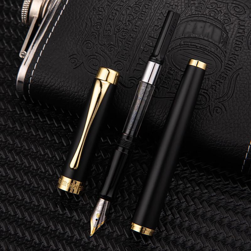HERO 1519A Classic Business Adult Fountain Pen Iridium Nib Black F Tip Ink Gift Set Four-Piece New Year Birthday Signature Pen