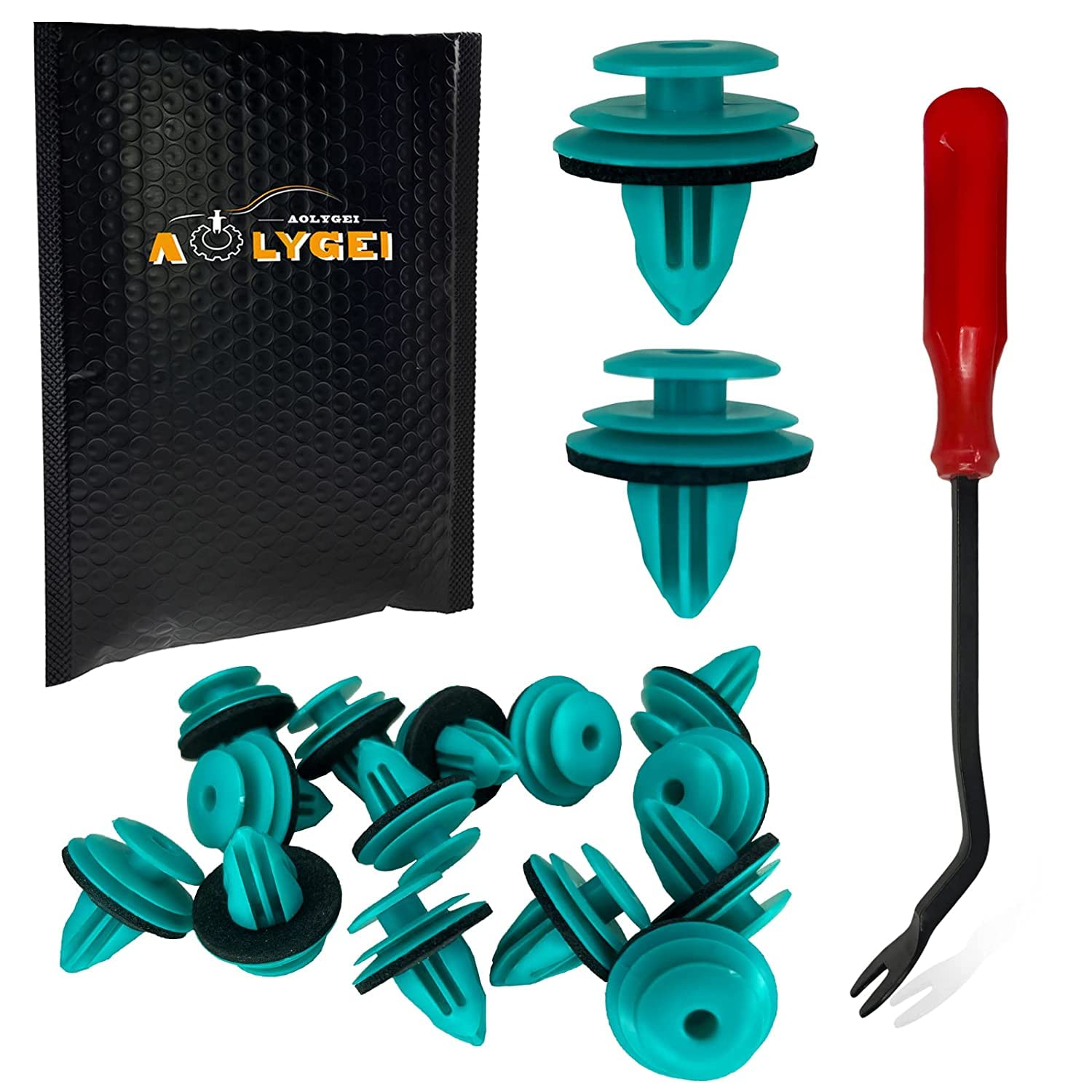 

AOLYGEI Rivet Retainer Clip Nylon with Soundproofing Pad Car Clip Trim Clip Rivet Set 50 pieces зелёный