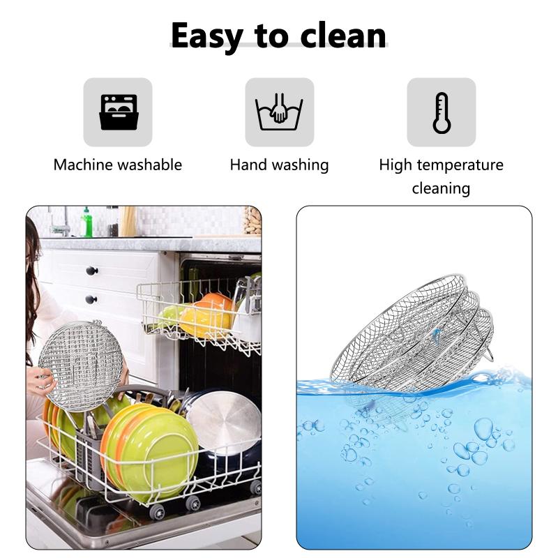 3-lagiges Dörrregal für Luftfritteusen, stapelbar, platzsparend, aus 304-Edelstahl für Schnellkochtöpfe