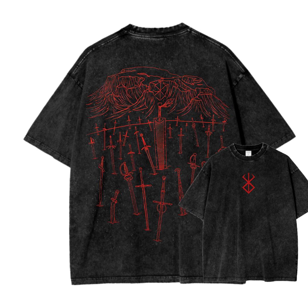 

Berserk Anime Lover Washed T-shirt Year round clothing high quality personality Clothes Plus Size Unisex New Model Couples tee L