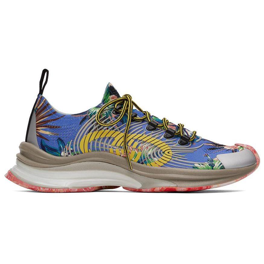 Gucci RUN Fabric Abrasion Resistant Abrasion Resistant Low Top Casual Shoes Men's Blue Yellow 698561 UZI10 8470