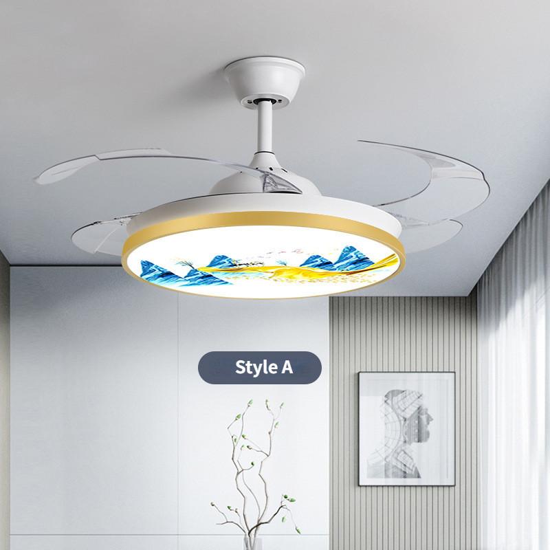 Intelligent Variable Frequency Integrated Ceiling Fan With Light Bedroom Invisible Silent Fan Light Simple Ceiling Fan Lamps With Remote Control