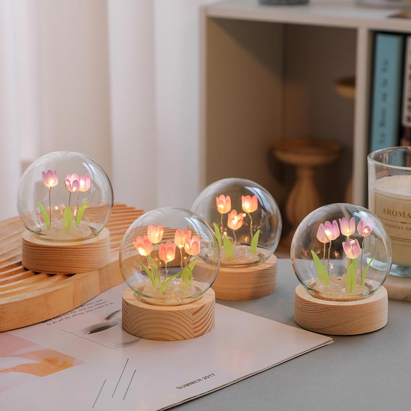 Tulip Mini Lampshade DIY Kit: Handmade Flower Lantern Night Light Gift for Girls