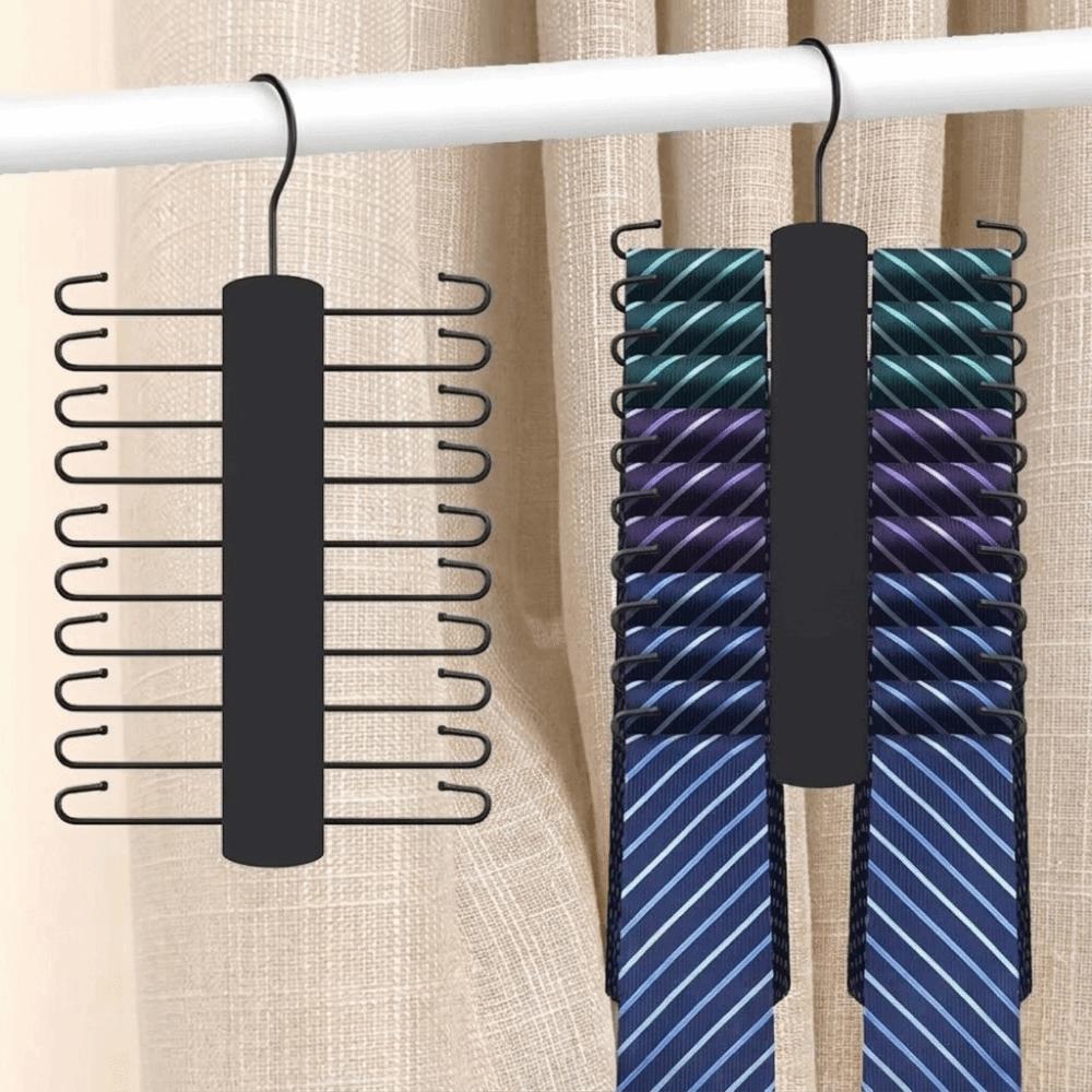 360° Rotating Wooden Tie Rack Non-Slip with 20 Hooks Tie Storage Rack Space Saving Ties Organizer Racks for Closet