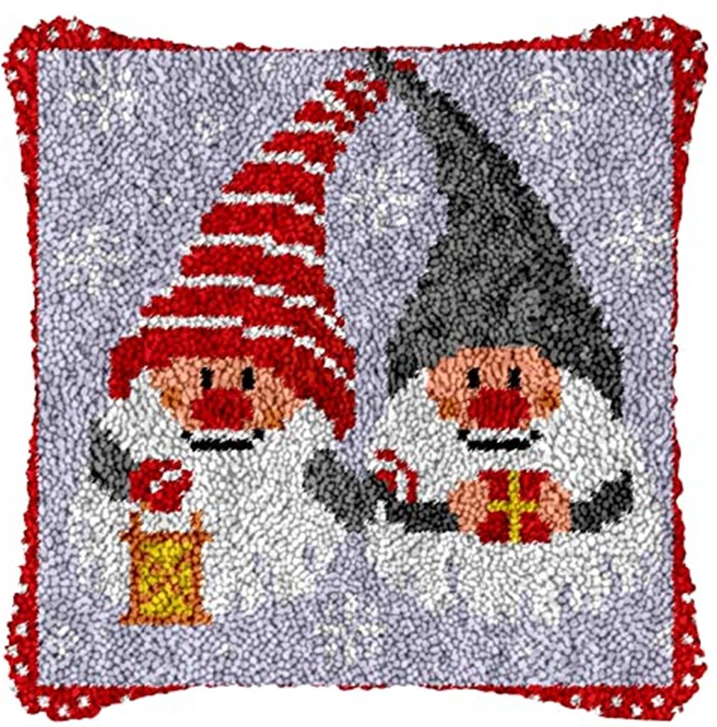 Christmas Deer Latch Hook Kit Santa Claus Knot Pillow Package Embroidery Latch Hook Kits Cushion Pillowcase Set For Needlework