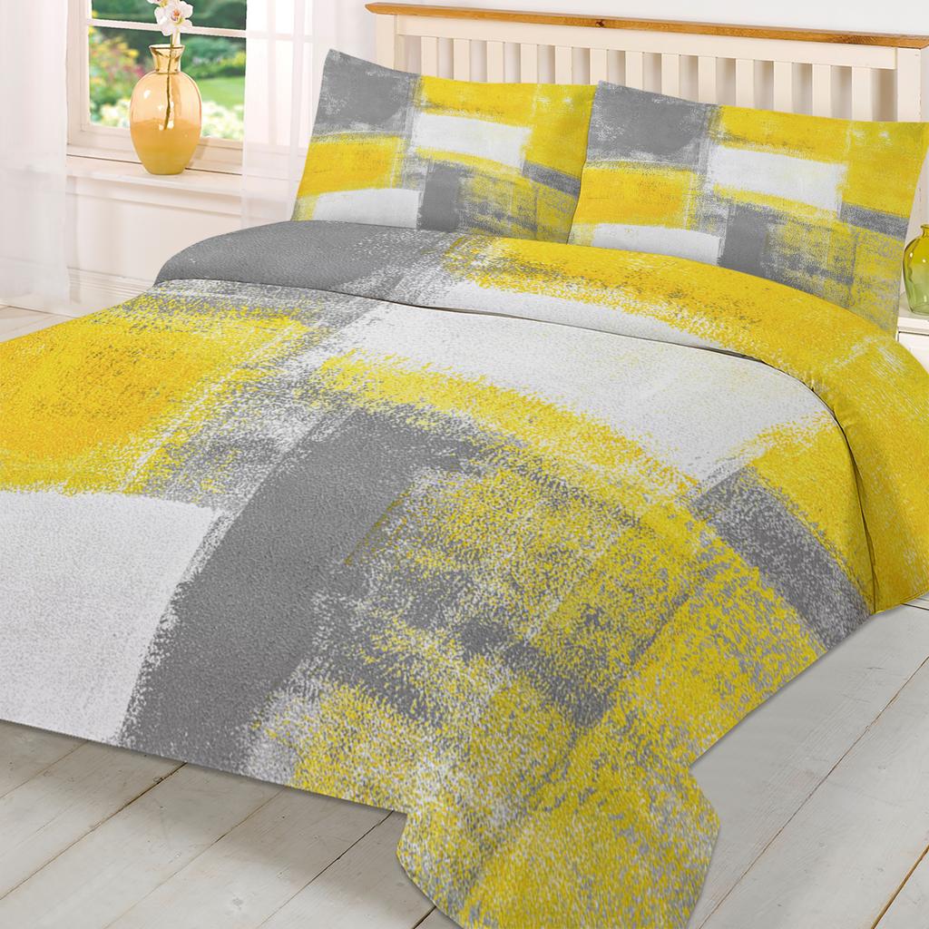 Oil Painting Abstract Geometric Yellow Gray Duvet Cover With Pillow Case 3pcs Bedding Set Quilt Cover Double Bed Home Textile