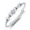 Wholesale Fine 925 Sterling Silver Bangles Bracelet Charms Heart Open for Women Lady Jewelry Adjustment Cuff Wedding Gift