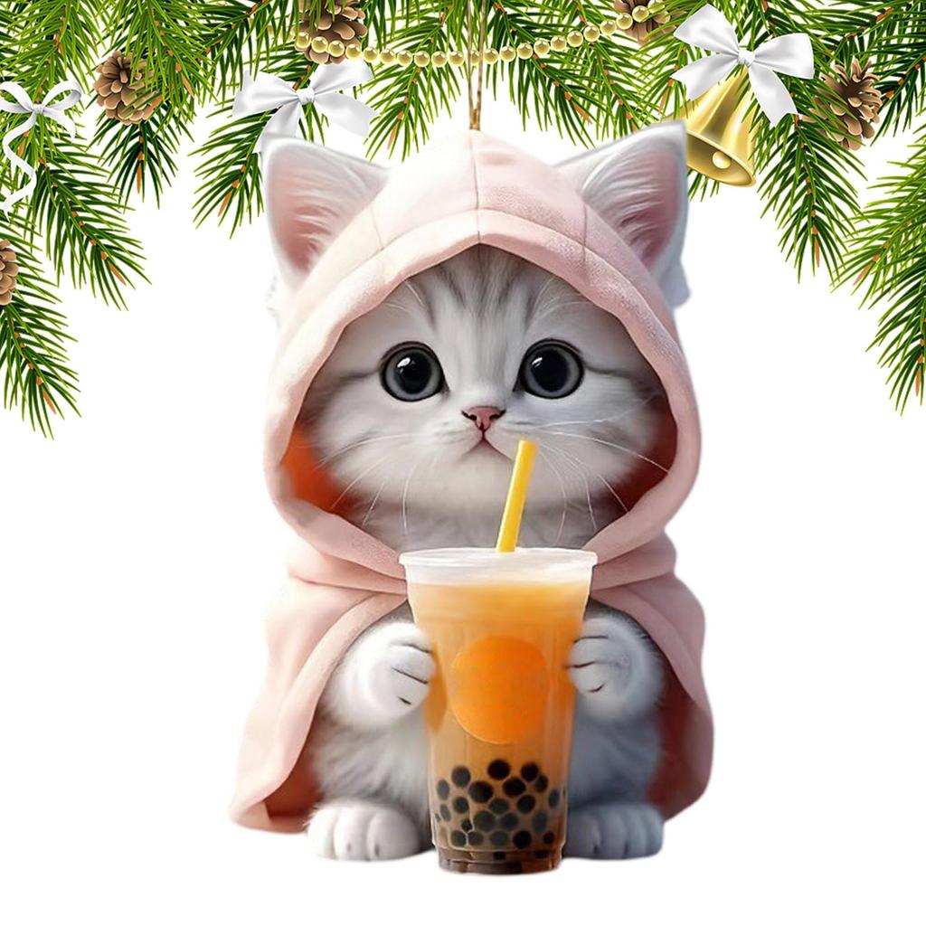 Ozdoba Dekoracyjna do Samochodu - Uroczy Wiszący Kot Akrylowa Zawieszka Zwierzęca | Mały Kociak