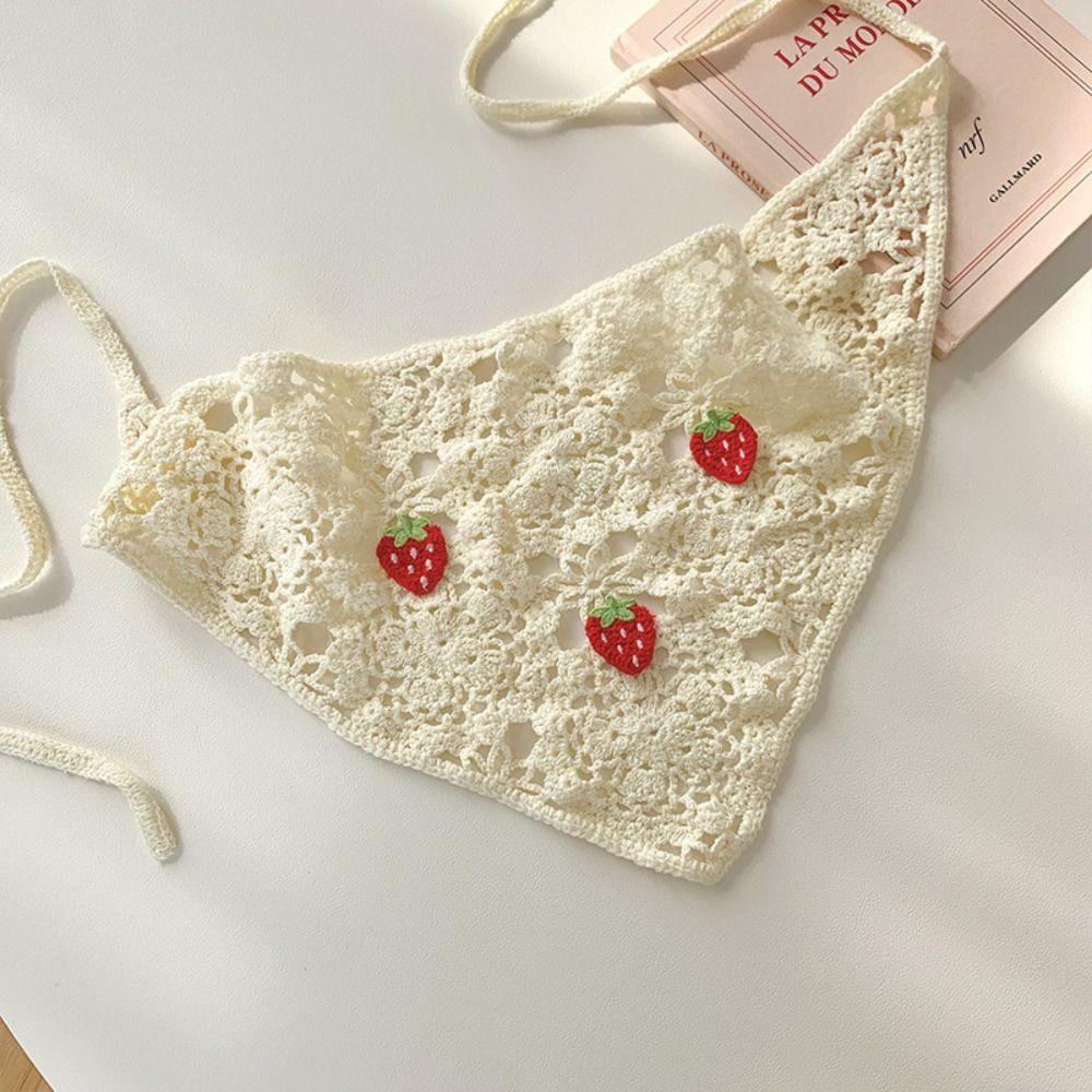 Sweet Ethnic Style Turban Cherry Bohemian Hair Band Elegant Crochet Bandana  Beach Headwear