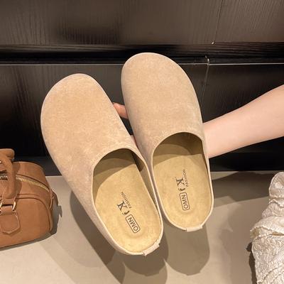 Noste retro tašku na hlavu poloviční pantofle na silné podrážce pro ženy podzim 2025 velká velikost ležérní a pohodlné, nazouvací líné pantofle vlna