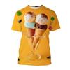 Ice Cream Pattern 3D Printed T-shirts Summer Casual Round Neck Short Sleeved Children's Boy and Girl Kids Unisex T-shirts