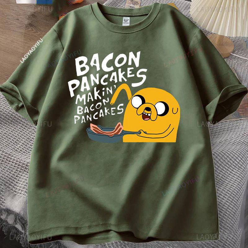 Fashion Hot Sale Kawaii Clothing Adventure Time Anime T Shirt for Men Jake and Finn Bacon Pancake Girl Boy Casual Cotton Tops