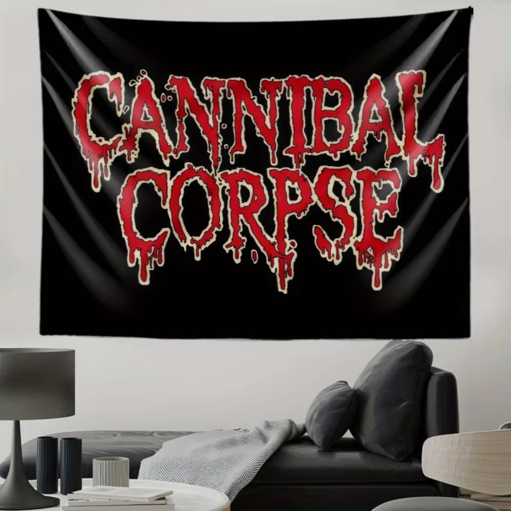 Arazzo VIKAMA Cannibal Corpse Design Logo Death Metal Perfetto per Decorazioni Hardcore Styling Pareti della Camera da Letto e Sfondi per Foto