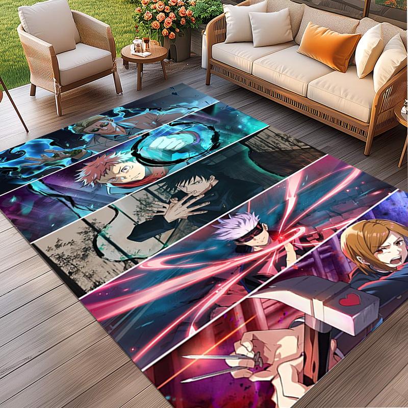 Jujutsu Kaisen Print Rug, Washable Floor Carpet, For Entryway Dorm Laundry Room Office Study, Home Decor Birthday Christmas Gift