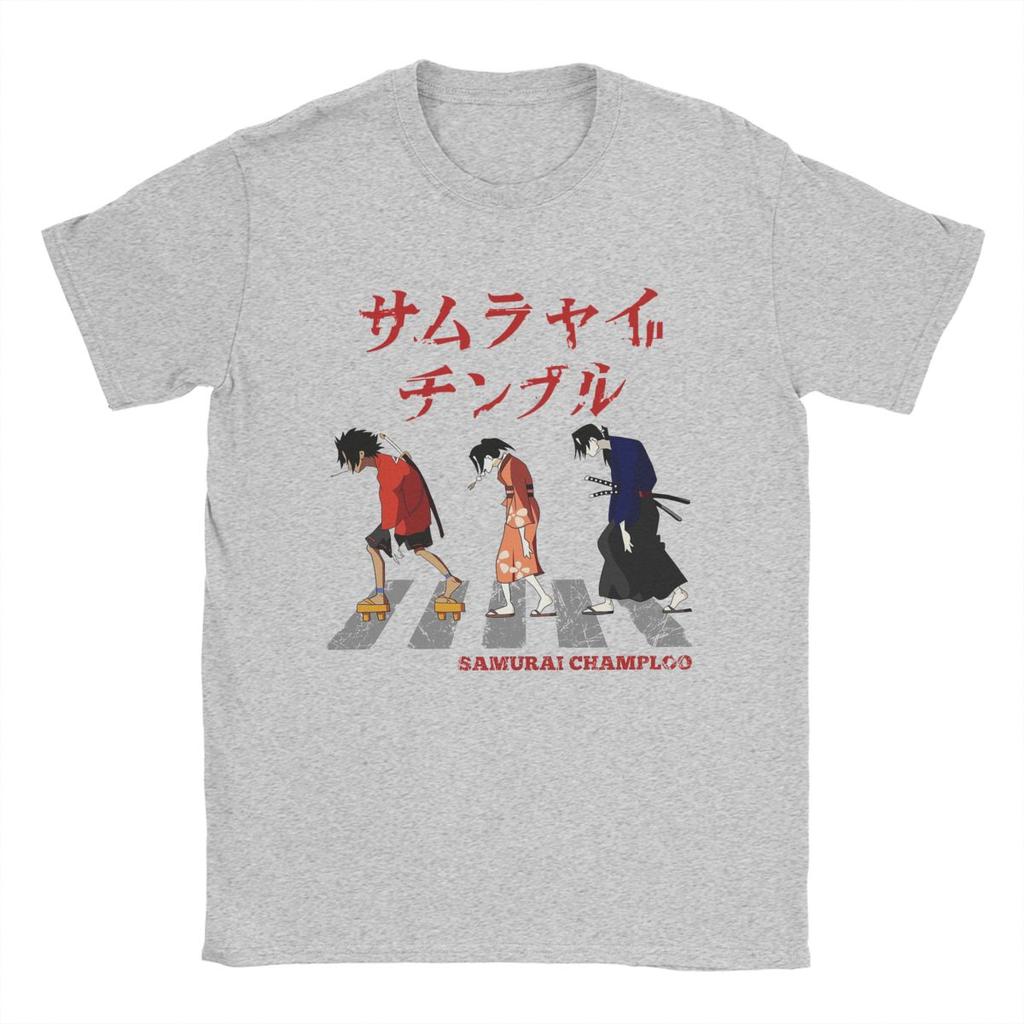 Samurai Champloo Walking Fuu Mugen Jin T Shirts Men Pure Cotton Funny T-Shirts Round Neck Tees Short Sleeve Clothes Printed