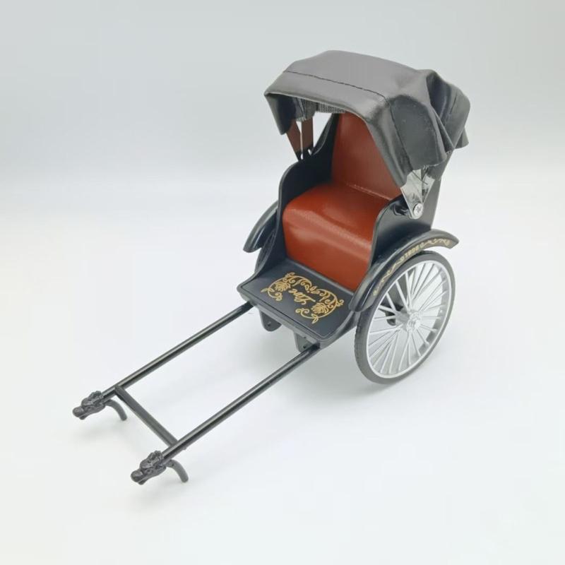 Historical Accuracy Metal Jinrikisha Collectible Toy Vintage Rickshaw Tricycle Model Desk Decoration Movie Ornament