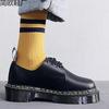 Martin boots 1 thick sole hole small leather shoes women, low top leather double line round head casual student loose