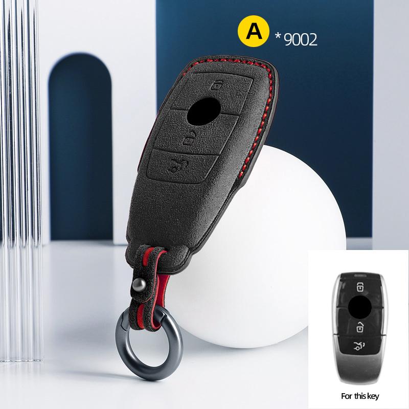 For Mercedes Benz A C E S G Class GLC CLE CLA GLB GLS W177 W205 W213 W222 X167 AMG Suede Leather Car Key Case Shell Keychain