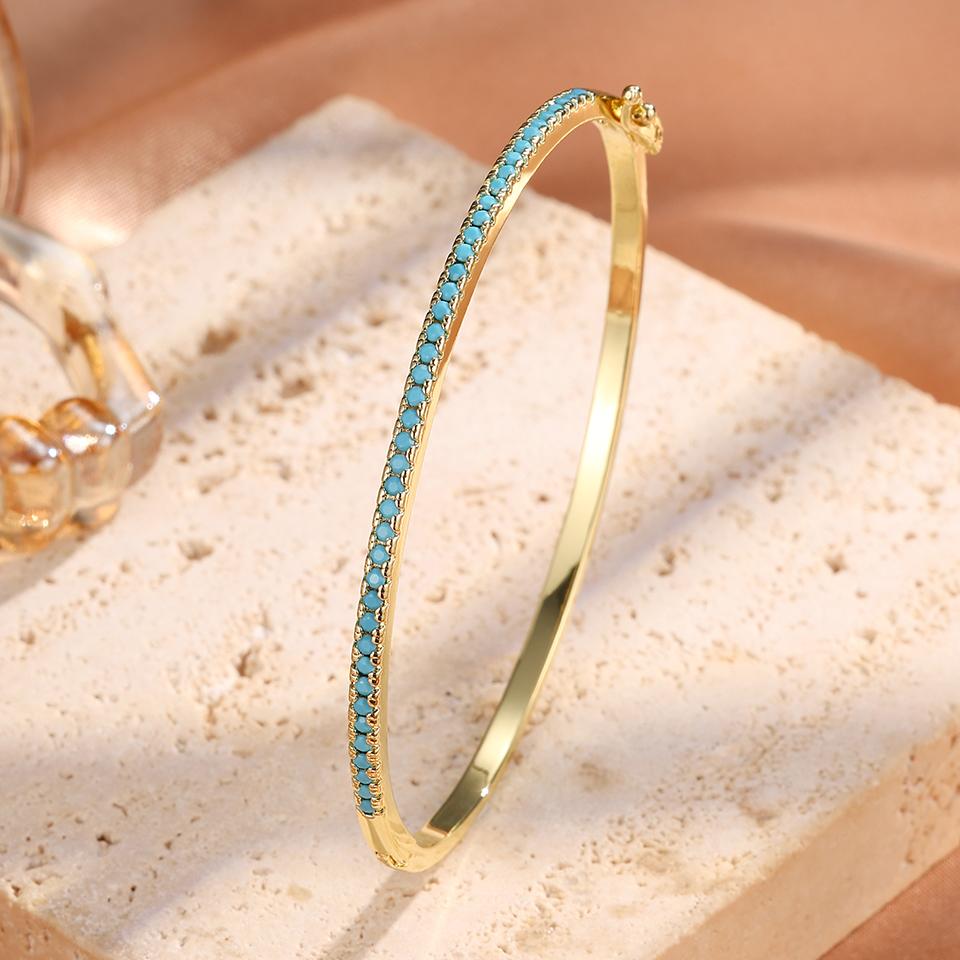 

Luxury Zirconia Round Bangles For Women Girls Color Metal Crystal Wristlet Jewelry Wedding Festival Trendy Gifts