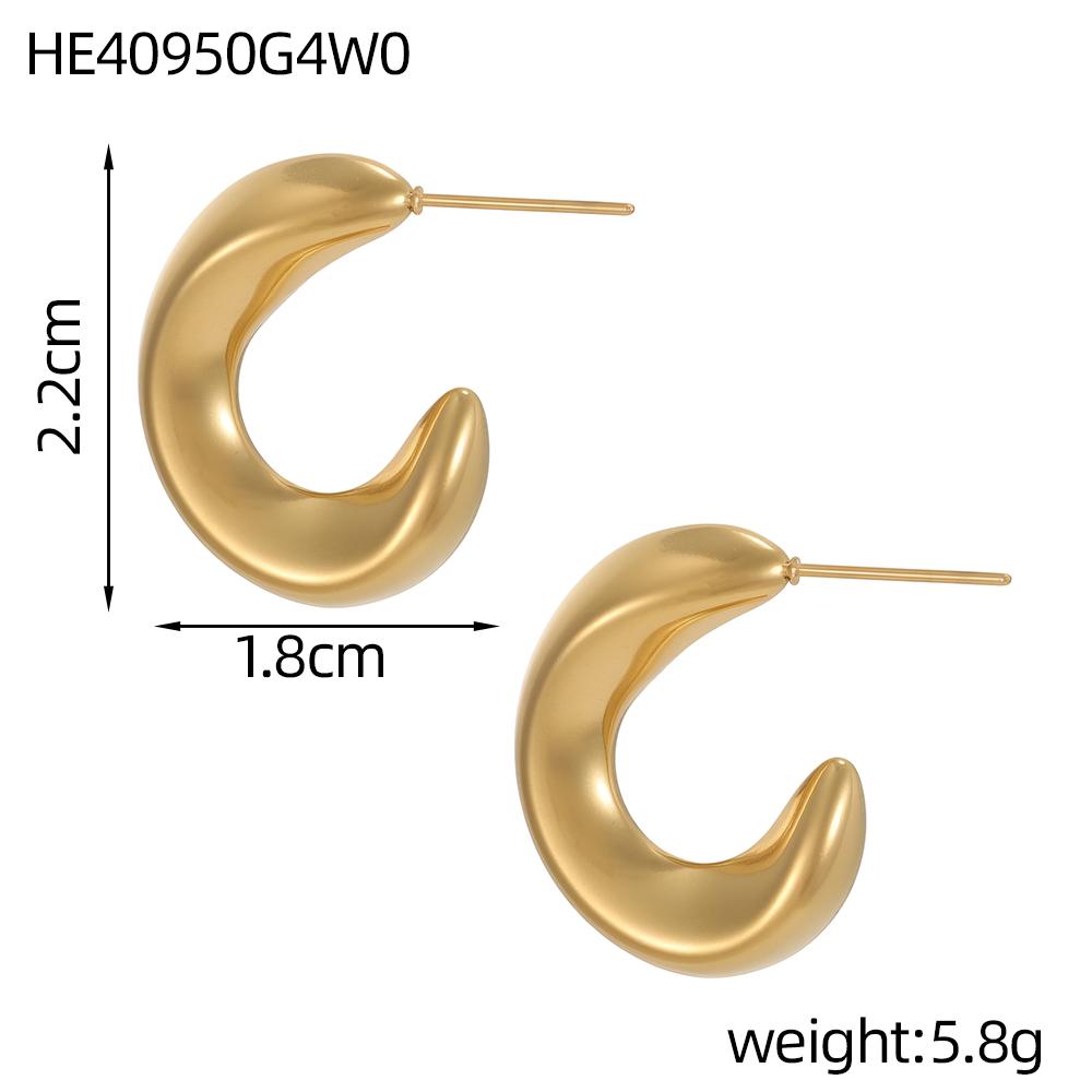 CARLIDANA Hypoallergenic Waterproof Minimalist Jewelry Stainless Steel Gold Plated Trendy U Shape Geometric Huggie Earrings