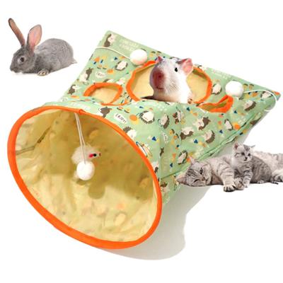 Borsa Tunnel per Gatti Pieghevole Interattivo 5 Fori Suoni Fruscianti Tunnel Secchio per Trapano per Animali Domestici con Palline di Peluche