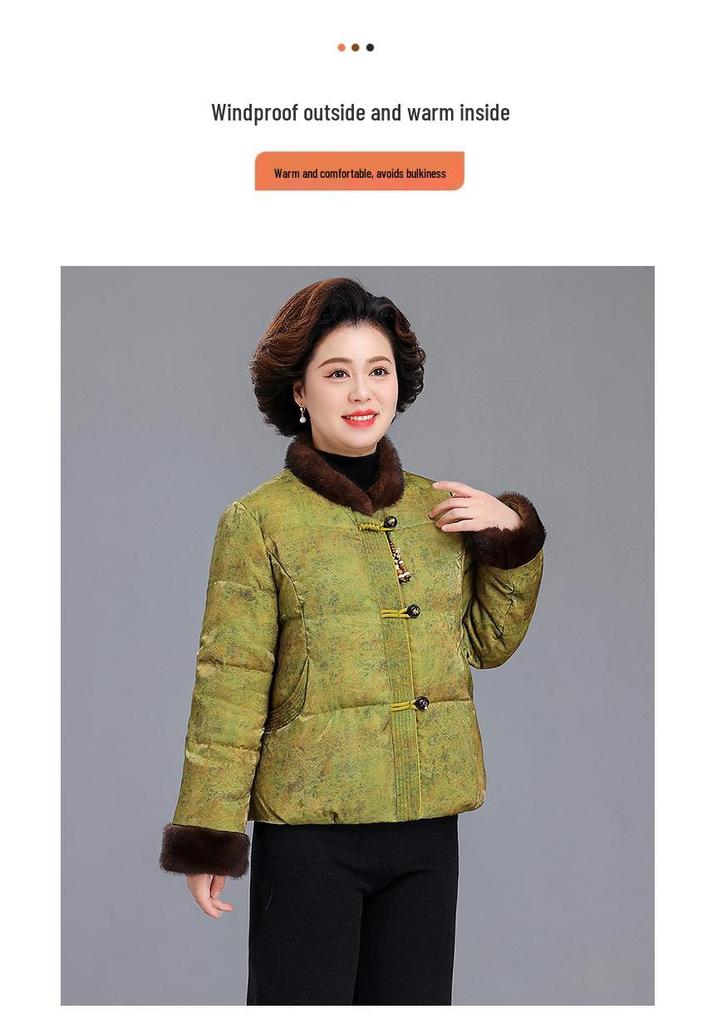Stylish Red Down Jacket for Middle-Aged and Elderly Women - Thickened Winter Coat