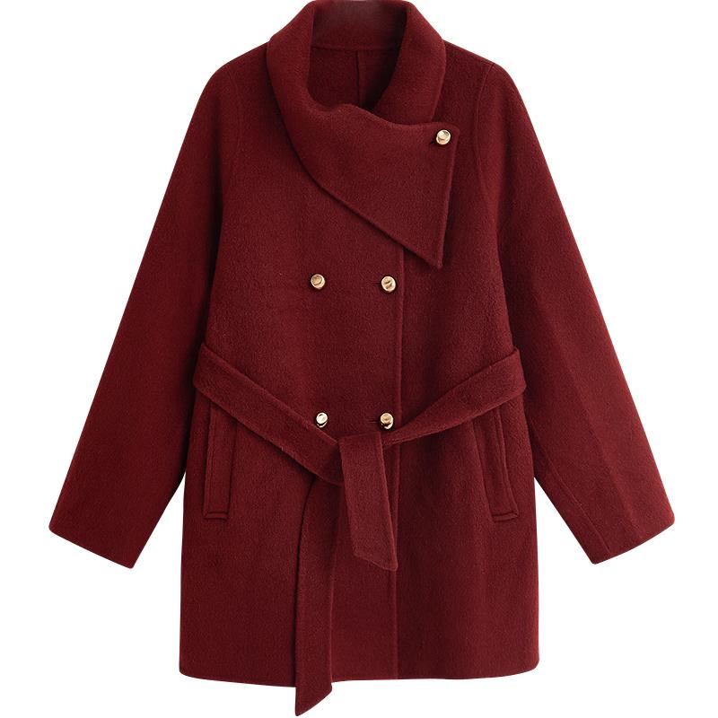 Inman Women's Pure Merino Wool Shawl Collar Double-faced Wool Coat